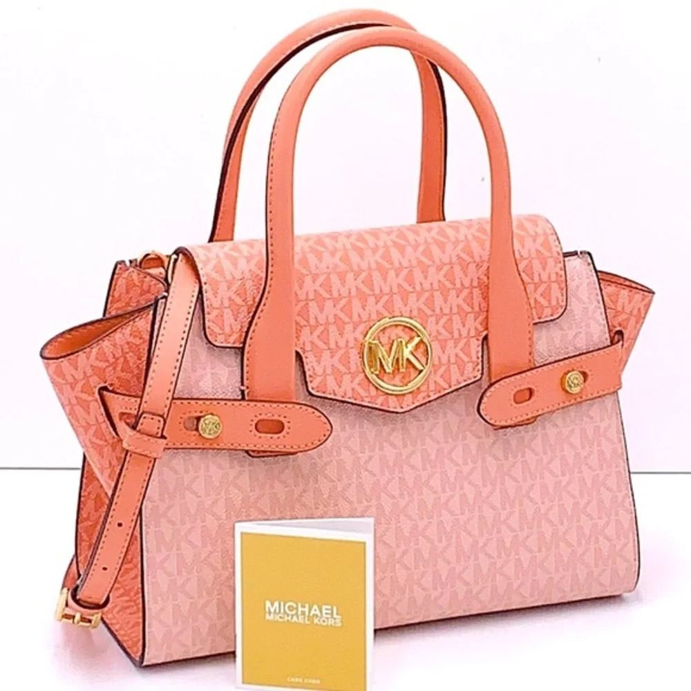 MICHAEL KORS Carmen Medium Color-Block Logo Satchel color Sherbert Multi
